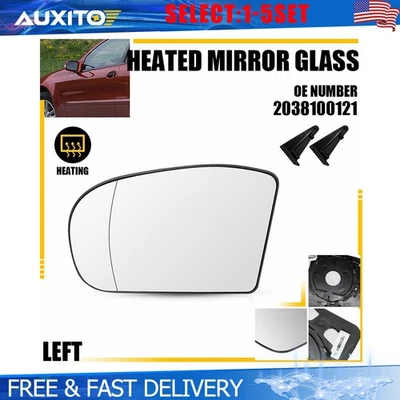 Espejo retrovisor térmico de cristal lado izquierdo para Mercedes E55 AMG W211 2003-06 puerta del conductor 1-5X Foto 1 de 4