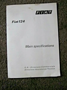 FIAT 124 SEDAN WAGON SPECIAL MAIN SPECIFICATIONS BOOKLET FROM 1974 - Picture 1 of 6