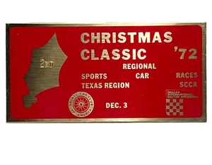 VTG 1972 Christmas Classic Dash Plaque Plate Texas Region SCCA Dallas Speedway - Picture 1 of 10