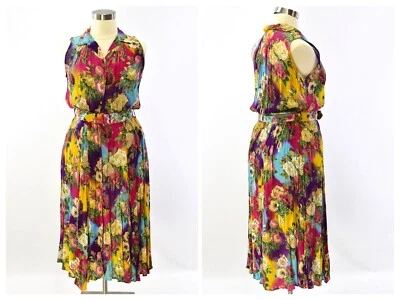 90 年代复古亮花印花无袖长裙女式 14 件 — 第 1/4 张图片