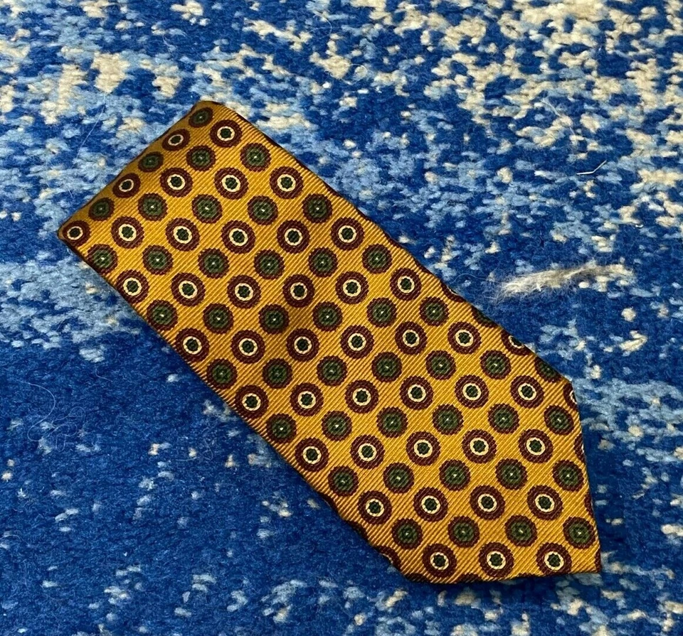 Corbata Brooks Brothers Boys Borgoña Verde Trigo Mostaza Oro Geométrica Seda EE. UU. Foto 1 de 4