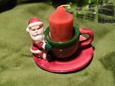 Vintage Santa Claus Ceramic Tealight/Votive Candle Holder 4" Tall