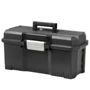 NEW 1-Touch Latch Tool Box 24 in Portable Removable Tray Waterproof Lid Black - Picture 1 of 12