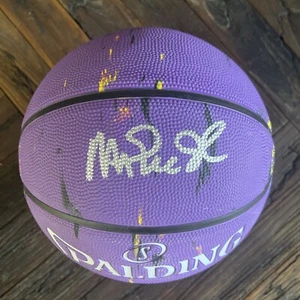 Magic Johnson Signed Spalding Kobe Bryant Marble Purple Basketball BAS Authentic - Picture 1 of 6