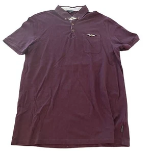 Ted Baker London Hombre Bolsillo Tejido Polo SS Camisa Borgoña Talla 6 - Imagen 1 de 7