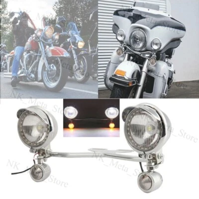 Chorme Passing Turn Signal Light Bar For Harley Sportster 883 1200 XL Motorcycle - Изображение 1 из 4