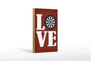 Holzschild Spruch 12x18 cm Love Dart Geschenk Holz Deko Schild wooden sign - Picture 1 of 5