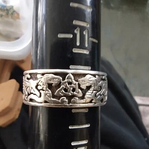 Celtic Dragon Triquetra Trinity Sterling Silver Ring by Peter Stone Jewelry Fine - Picture 1 of 7