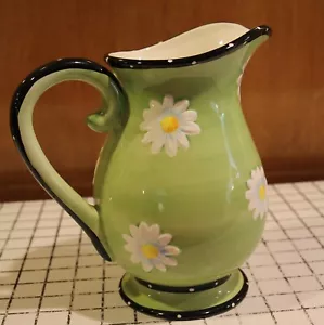 Daisy & Green Keramik Krug mit Gänseblümchen schwarzer Rand & weißen Tupfen 8" hoch - Bild 1 von 6