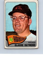 VINTAGE BASEBALL CARD 1965 TOPPS HOUSTON ASTROS CLAUDE RAYMOND NO 0450