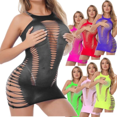 Lencería para mujer Red Peluches Malla Babydoll Mini Vestidos Sin costuras Prendas de dormir Foto 1 de 4