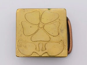 Pansy Flower Brass Artist Signed Judy Long 1980s SMALL Vintage Belt Buckle - Picture 1 of 3