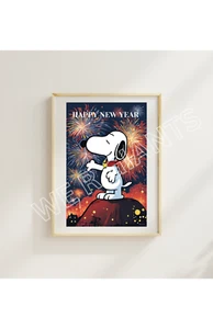 New Year Snoopy 11 " x 1 7" Art Print - Picture 1 of 3