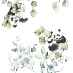 Impresión digital rápida vellón oso panda hojas blanco negro verde 364972 (18,51 €/1 m22) - Imagen 1 de 1