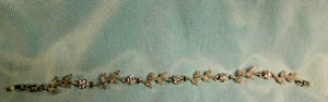 DIAMANT KUNST ARMBAND SCHMAL BLUME BLÄTTER KRISTALL IRISIEREND 8 1/8" NEU - Bild 1 von 5