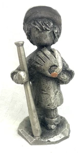 Hudson Zinn Junge mit Baseballschläger & Handschuhe 4" groß Skulptur Sammlerstück KOSTENLOSER VERSAND - Bild 1 von 9