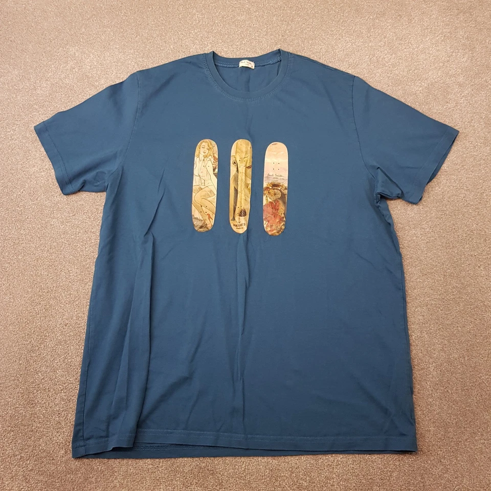 Camiseta Paul Smith Para Hombres XL Azul Surf Patineta Logo Informal Mod Ska Ajustada Foto 1 de 4