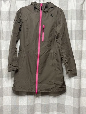 Chaqueta Helly Hansen Mujer XS Verde Rosa Acentos Larga Impermeable Viento Parka Foto 1 de 4