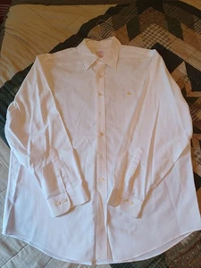 Brooks Brothers Men's XL Oxford Long Sleeve Button Down Non Iron White Gold Logo - Picture 1 of 4