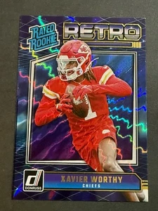 2024 Panini Donruss Rated Rookie Retro Xavier Worthy Kansas City Chiefs No. 14 - Bild 1 von 2