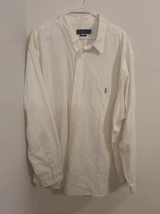 Polo Ralph Lauren Shirt Mens 3XB Big 3X White Button Up 100% Cotton Long Sleeve - Picture 1 of 7