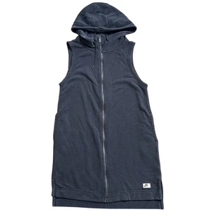 Nike Hoodie Vest Dress Sleeveless Full Zip Black Cotton Blend Casual Athleisure - Picture 1 of 10