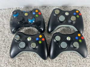 Lot Of 4 Broken Black OEM Microsoft Xbox 360 Controllers 1060