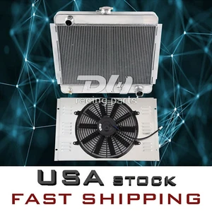 3Row Aluminum Radiator&Shroud&Fan Fit 1962-67 63 64 65 66 Chevy Nova Chevy II V8 - Picture 1 of 12