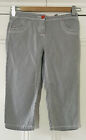 Monsoon Girls’ Grey White Narrow Striped Capri Trousers Jeans 9-10 Years 140cm