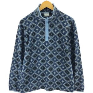 70s~80'S LLBean all-over print half snap fleece pullover, men's size M, vint... - Picture 1 of 9