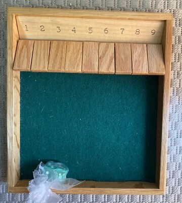 9 Number Wooden Shut The Box Dice Game Board Set Family Pub Bar Dice Board Game - Image 1 of 4