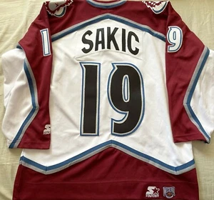 Joe Sakic Colorado Avalanche 1990s authentic Starter stitched white XL jersey - Picture 1 of 2