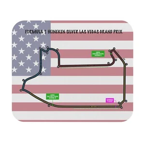 Formula One Mouse Pad featuring the as Vegas Grand Prix track layout and flag. - Picture 1 of 5