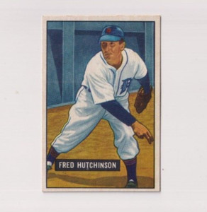 FRED HUTCHINSON 1951 BOWMAN BASEBALL VINTAGE CARD #141 DETROIT TIGERS RARE