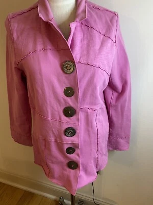 Jaqueta de malha Neon Buddha feminina grande incompatível fecho de botão rosa exclusiva - Imagem 1 de 4