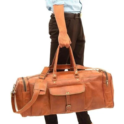 Nuevo bolso de fin de semana de cuero para hombre viaje gimnasio noche vintage Foto 1 de 4