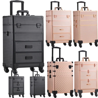 OUTDOOR-SELECTION Large Makeup Trolley Case Mobile Beauty Vanity Hairdressing Case with Drawer UK