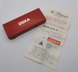 Doxa Rare 1978 vintage red leather and plastic watch box with warranty paper - Picture 1 of 16