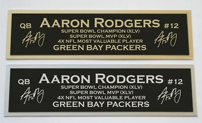 Placa de identificación de Aaron Rodgers para casco o foto de fútbol americano camiseta autografiada firmada Foto 1 de 2