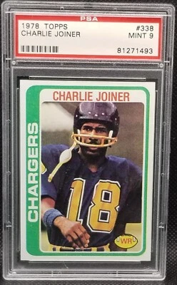 1978 Topps, PSA 9, CHARLIE JOINER, #338, San Diego Chargers, PSA 9, HOF - Image 1 of 2