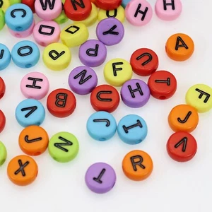 200 Assorted Colorful Acrylic Alphabet Letter Coin Beads 10X4mm Jewelry Craft - Picture 1 of 7