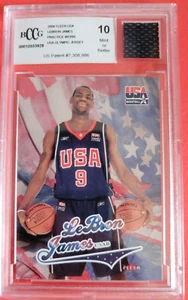 LEBRON JAMES Rookie CARD GRADED BECKETT 10 & PRACTICE WORN OLYMPICS JERSEY PIECE - Picture 1 of 2