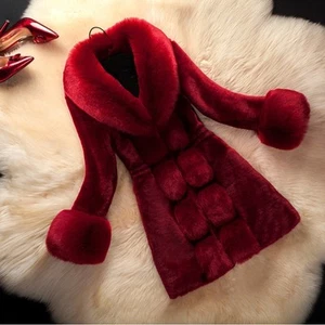 Moda Mujer Lujo Piel Sintética Abrigo Largo Invierno Chaqueta Cálida Parkas Prendas de abrigo Retro - Imagen 1 de 12