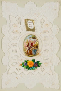 'Forget me not', um 1850, Glückwunschbillet Rokoko 1850-1899 Unbekannt (19.Jhd) - Picture 1 of 4