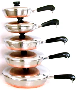 VINTAGE REVERE WARE SKILLET PAN LOT    7,  8" (OMELET PAN)  9 , 10 & LARGE  12" - Picture 1 of 13