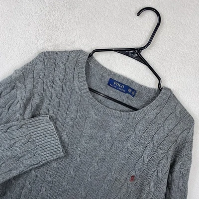 Polo Ralph Lauren Cable-Knit Cotton Sweater Men's XL Gray Quiet Luxury Prep READ - Image 1 of 4