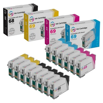 LD Ink Cartridge for Epson T069 T068 Set of 14: T068120 T069220 T069320 T069420 - Image 1 of 4