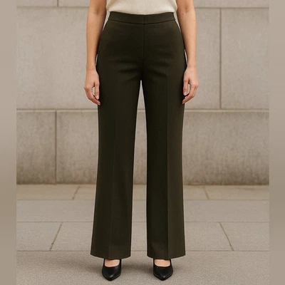 Pantalones Italianos Agnona Pierna Ancha Verde Oliva Oscuro Viscosa Talla 50 / EE. UU. 14 Foto 1 de 4