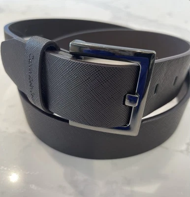 Cinturón Calvin Klein Marrón Oscuro ExpressoTexturado Vegano Imitación Cuero Talla 38 Cintura Foto 1 de 4