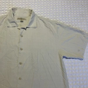 TOMMY BAHAMA Taupe Tan 100% Silk Short Sleeve Shirt Size M - Picture 1 of 8